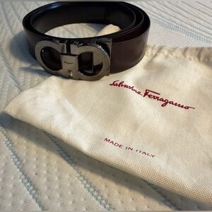 Salvatore Ferragamo Men's Reversible Black/Brown Leather Belt